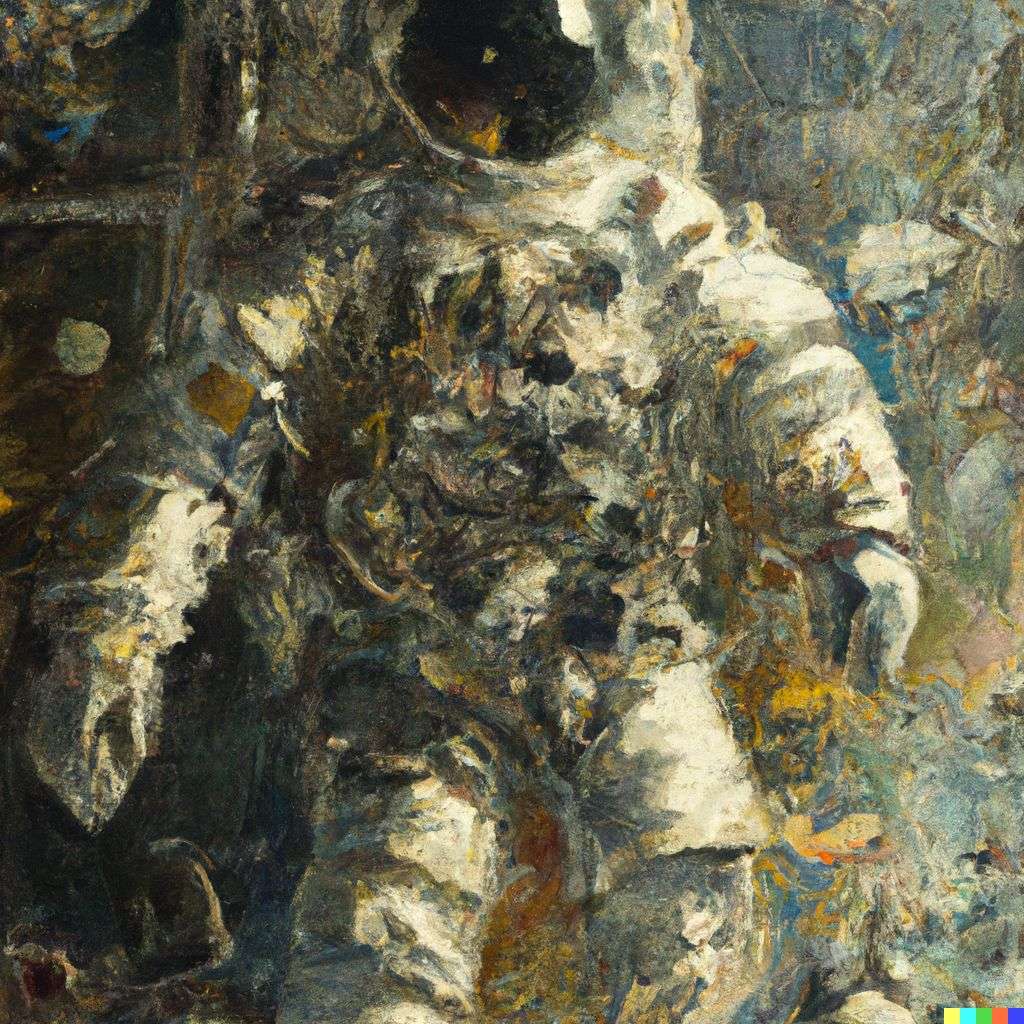 an astronaut, very detailed painting by John Berkey